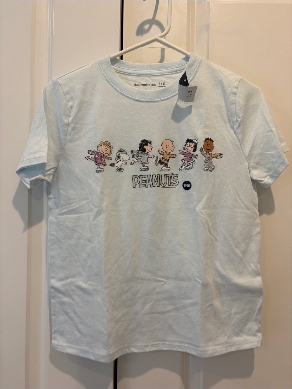 abercrombie kids Light Blue Peanuts Ice Skating Character Tee